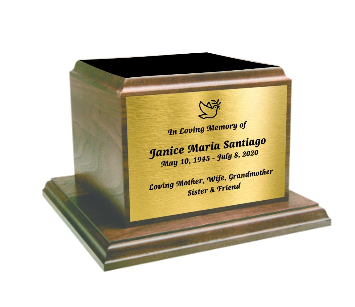 Walnut Wood Cremation Urn Stand Base - Celebrate Prints
