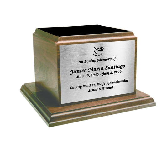 Walnut Wood Cremation Urn Stand Base - Celebrate Prints