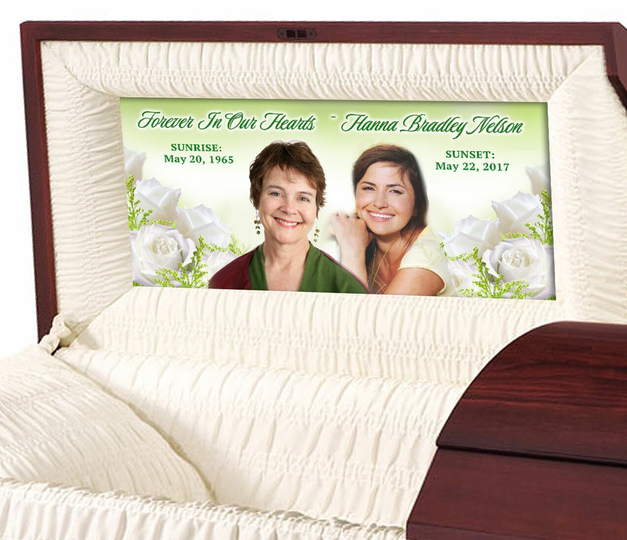 White Flowers Casket Head Panel Insert - Celebrate Prints