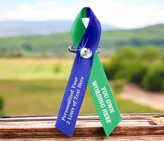 2 Color Custom Awareness Ribbons - Pack of 10 - Celebrate Prints