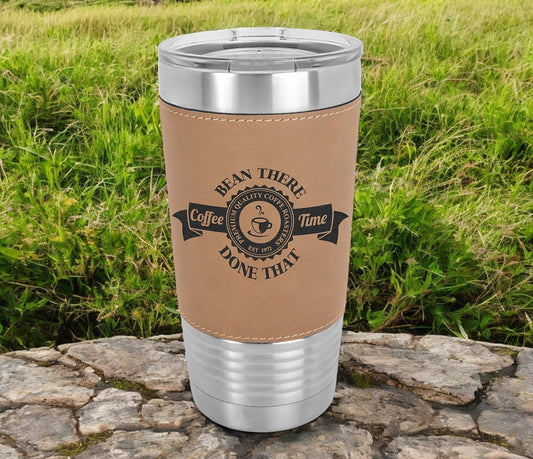 20 oz. Leatherette Insulated Vacuum Tumbler with Clear Lid - Celebrate Prints