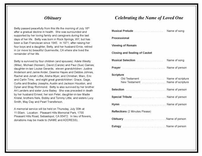 24K Funeral Program Template - The Funeral Program Site