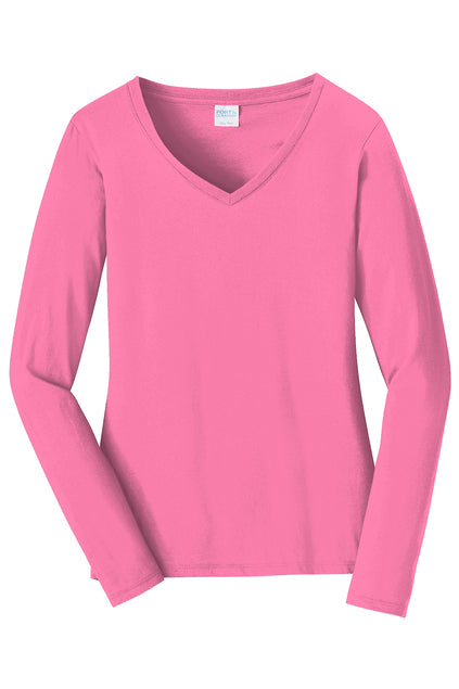 Port & Company® Women's Custom Long Sleeve Fan Favorite™ V-Neck Tee