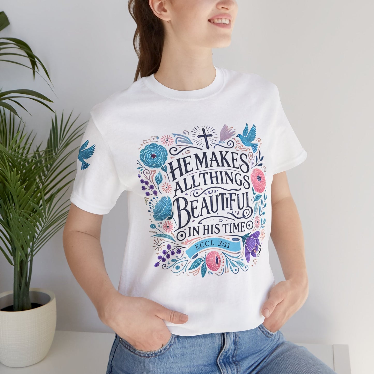 Inspirational Unisex Jersey Tee - "He Makes All Things Beautiful"