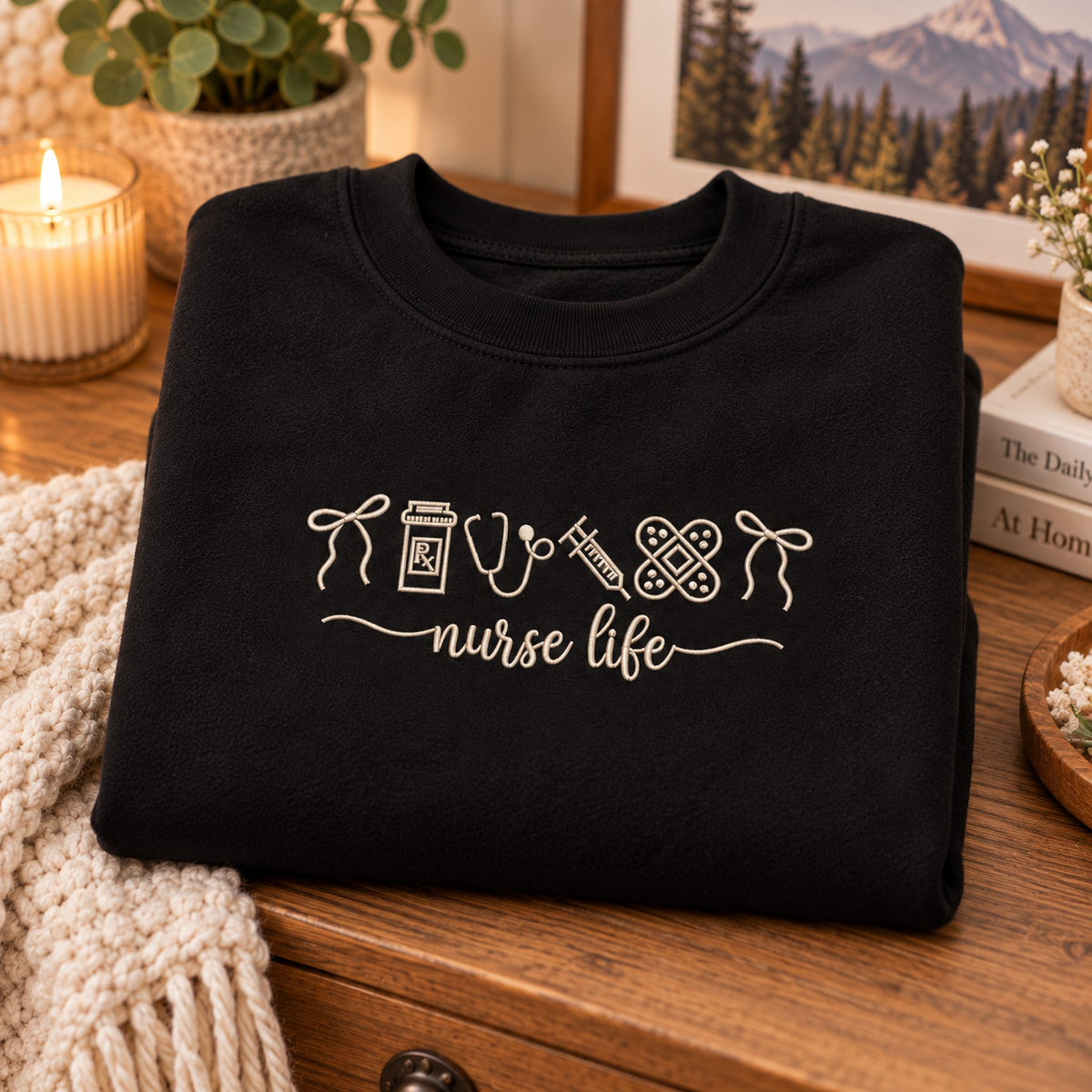Nurse Life Embroidered Sweatshirt