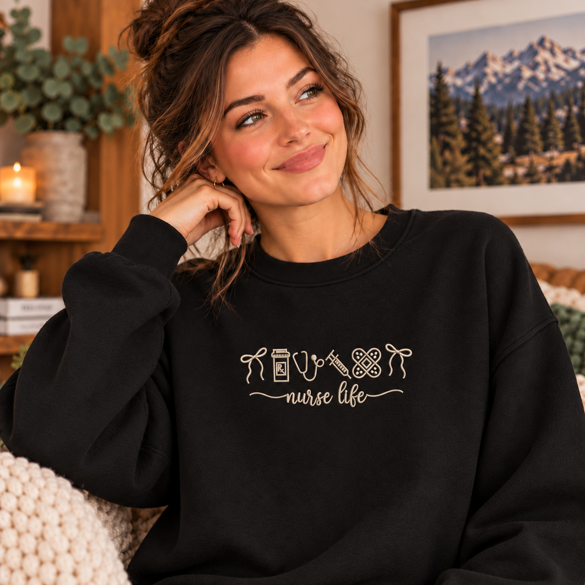 Nurse Life Embroidered Sweatshirt