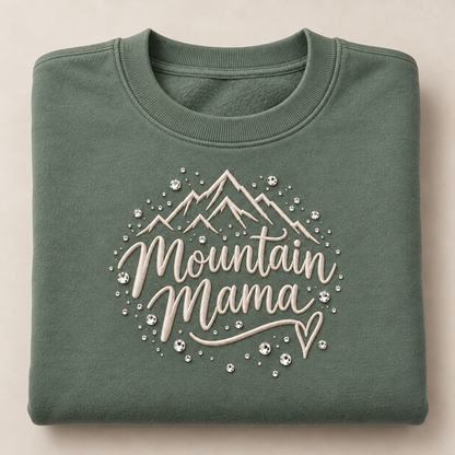Mountain Mama Rhinestone & Embroidered Script Sweatshirt