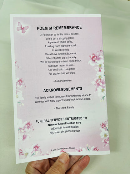 Orchid Blooms Funeral Program Template - The Funeral Program Site