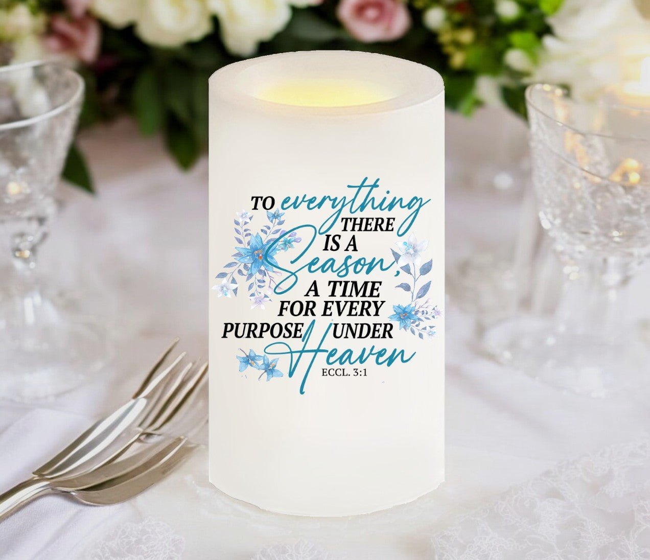 A Season For Everything Bible Verse Candle - Celebrate Prints