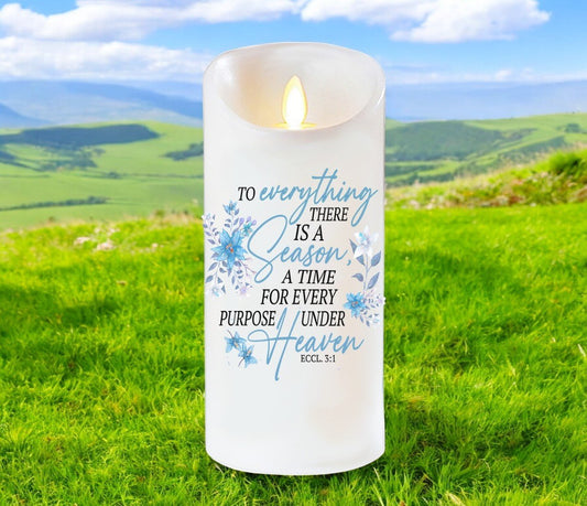 A Season For Everything Bible Verse Dancing Wick LED Candle - Celebrate Prints