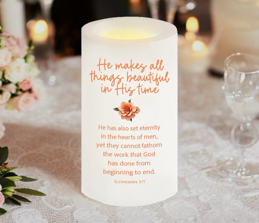 All Things Beautiful Bible Verse Candle - Celebrate Prints