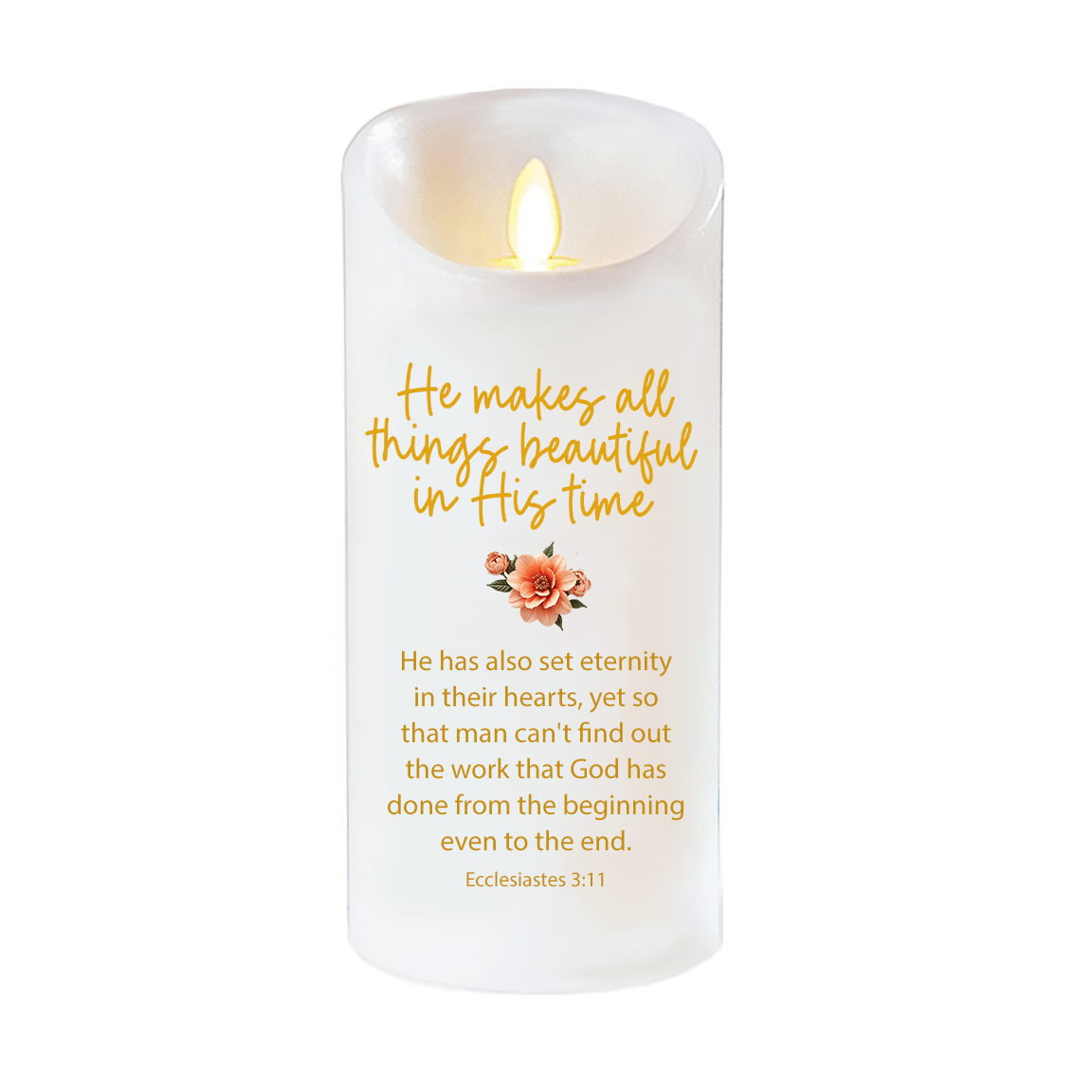 All Things Beautiful Bible Verse Dancing Wick Candle - Celebrate Prints