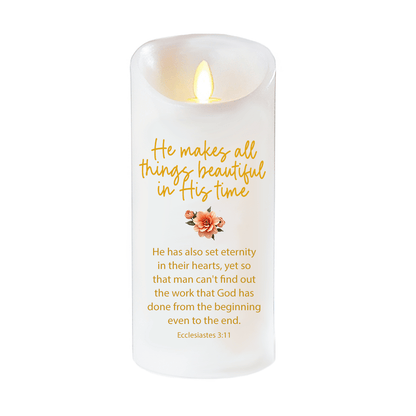 All Things Beautiful Bible Verse Dancing Wick Candle - Celebrate Prints