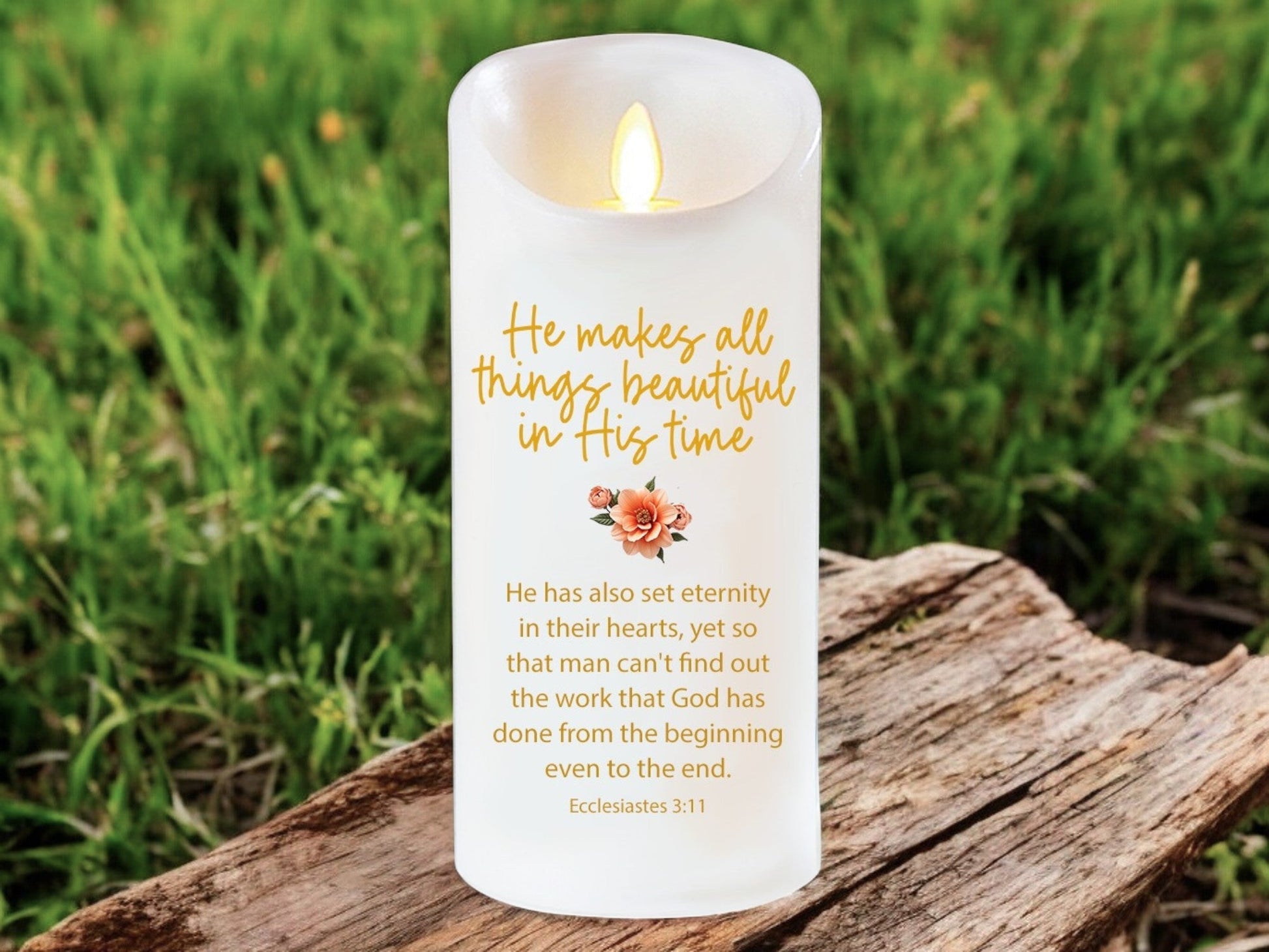 All Things Beautiful Bible Verse Dancing Wick Candle - Celebrate Prints