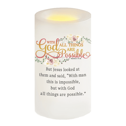 All Things Possible Bible Verse Candle - Celebrate Prints