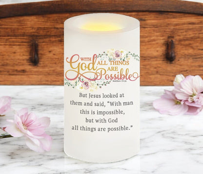 All Things Possible Bible Verse Candle - Celebrate Prints