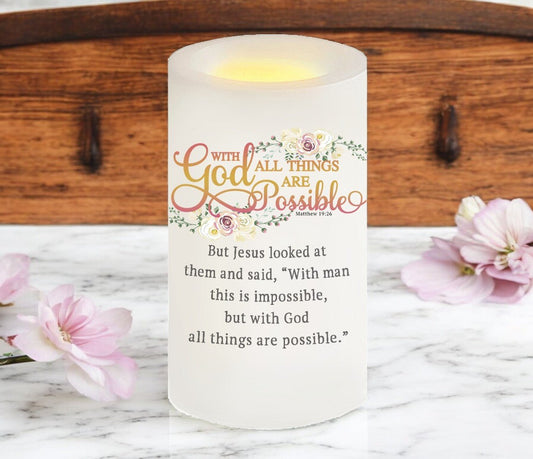 All Things Possible Bible Verse Candle - Celebrate Prints