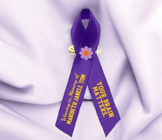 Alzheimer's Awareness Ribbon Personalized (Purple) - Pack of 10 - Celebrate Prints