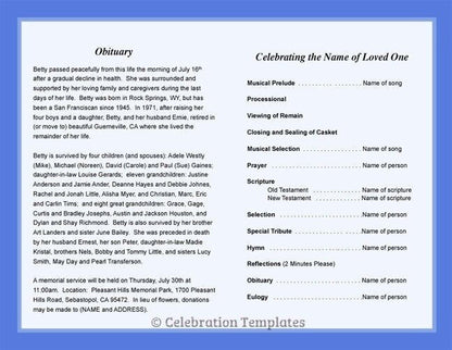 Ambience Funeral Program Template - The Funeral Program Site