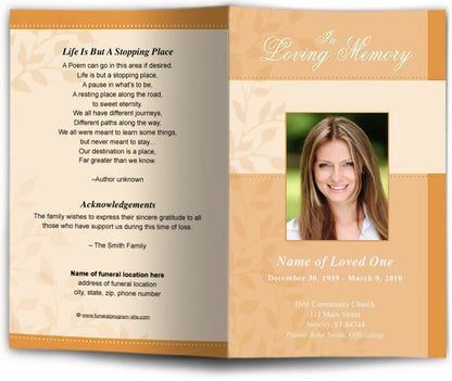 Ambience Funeral Program Template - The Funeral Program Site