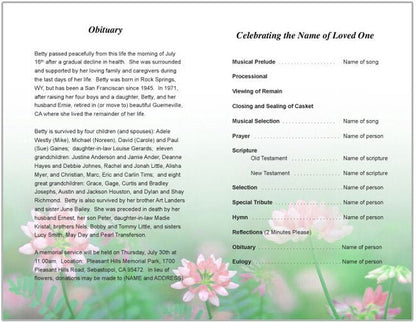 Ambrosia Funeral Program Template - The Funeral Program Site