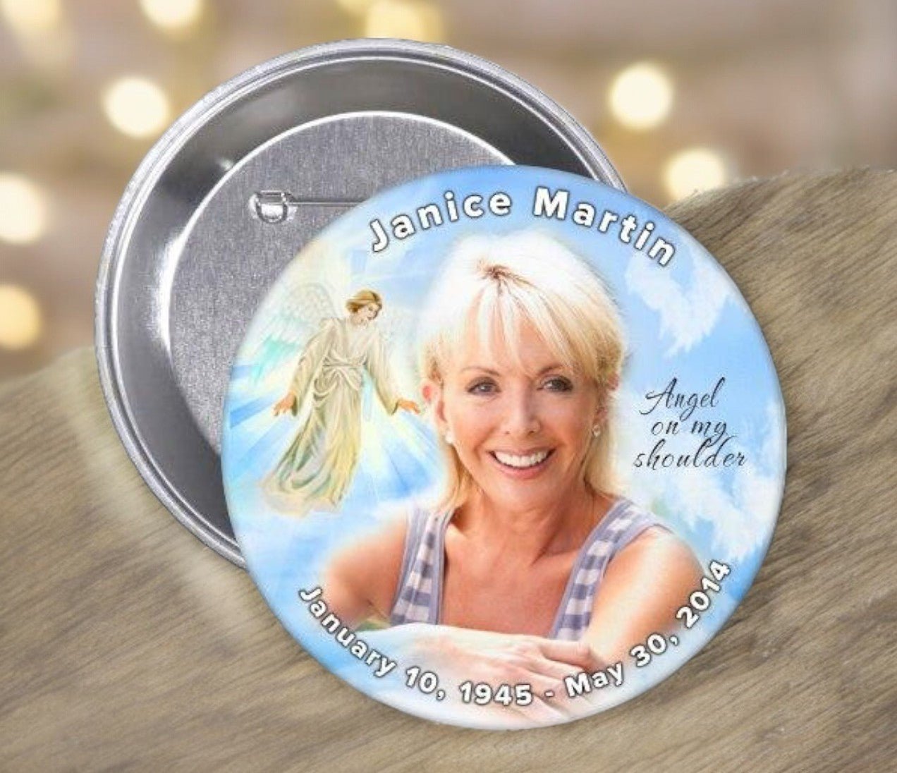 Angel Devout Memorial Button Pin (Pack of 10) - Celebrate Prints