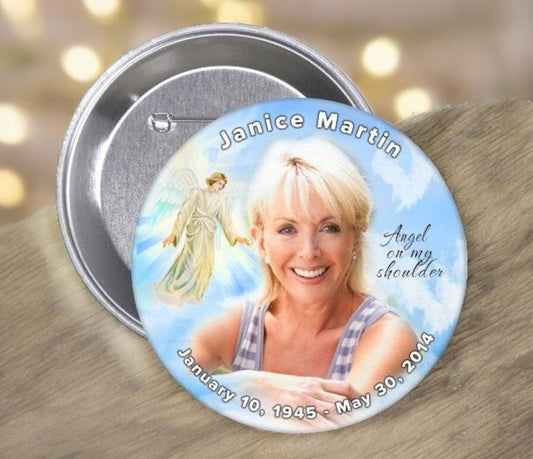 Angel Devout Memorial Button Pin (Pack of 10) - Celebrate Prints