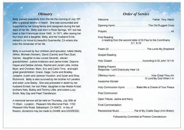 Angelic Funeral Program Template - The Funeral Program Site