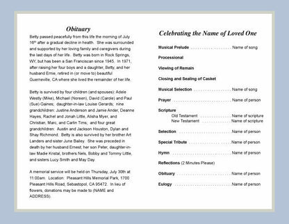 Angler Funeral Program Template - The Funeral Program Site