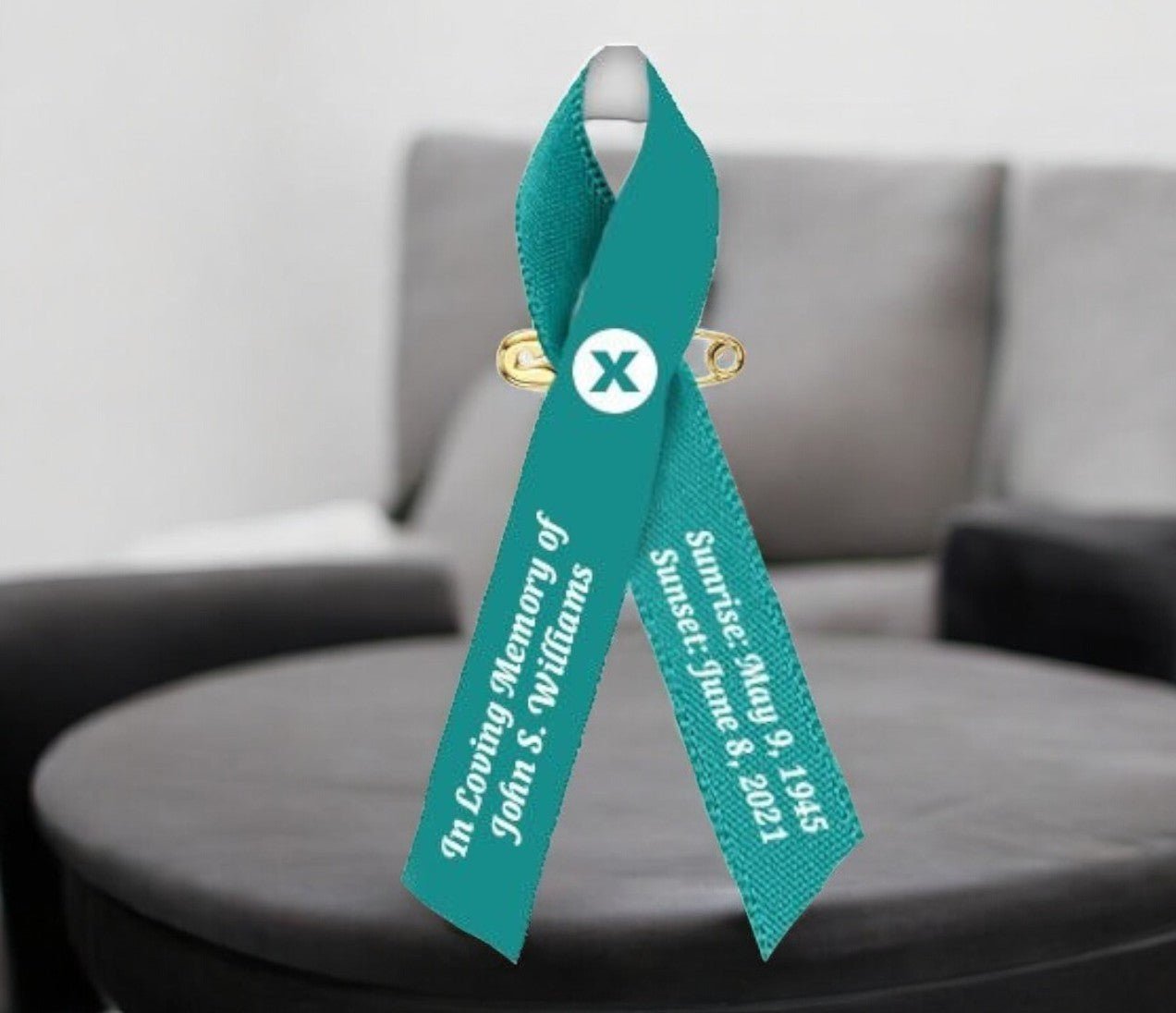 Anxiety Disorder Awareness Ribbon Personalized (Teal) - Pack of 10 - Celebrate Prints