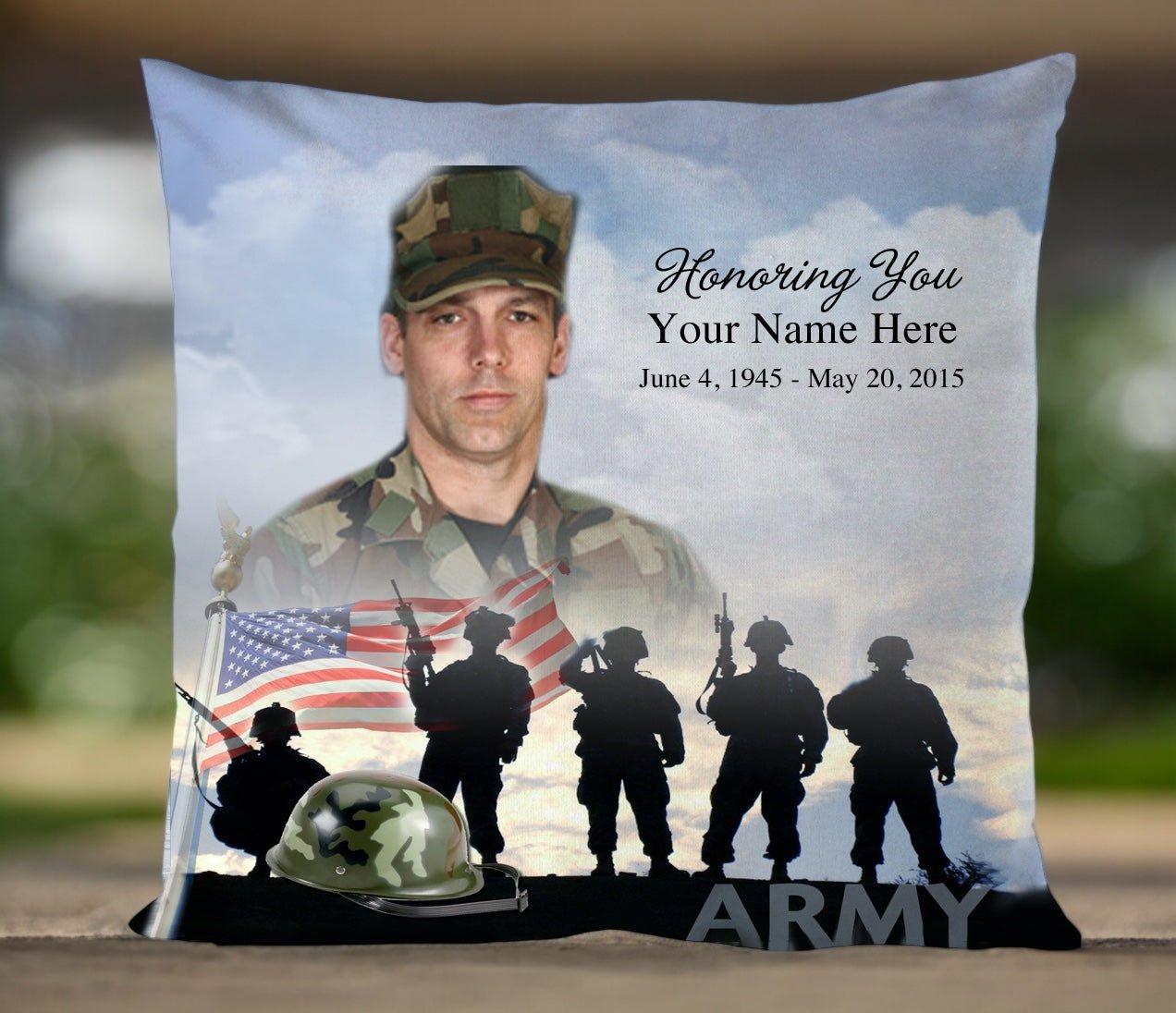 Army In Loving Memory Toss Pillow - Celebrate Prints