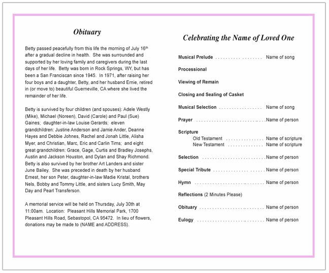 Asia Funeral Program Template - The Funeral Program Site