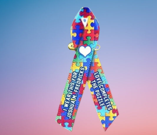 Autism Awareness Ribbons Personalized (Puzzle) - Pack of 10 - Celebrate Prints