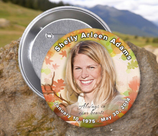 Autumn Memorial Button Pin (Pack of 10) - Celebrate Prints