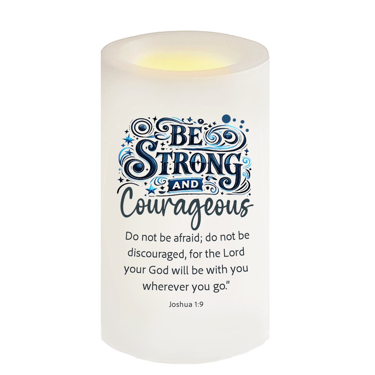 Be Strong Bible Verse Candle - Celebrate Prints