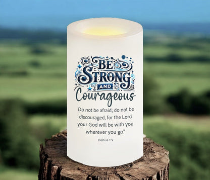 Be Strong Bible Verse Candle - Celebrate Prints