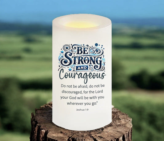 Be Strong Bible Verse Candle - Celebrate Prints