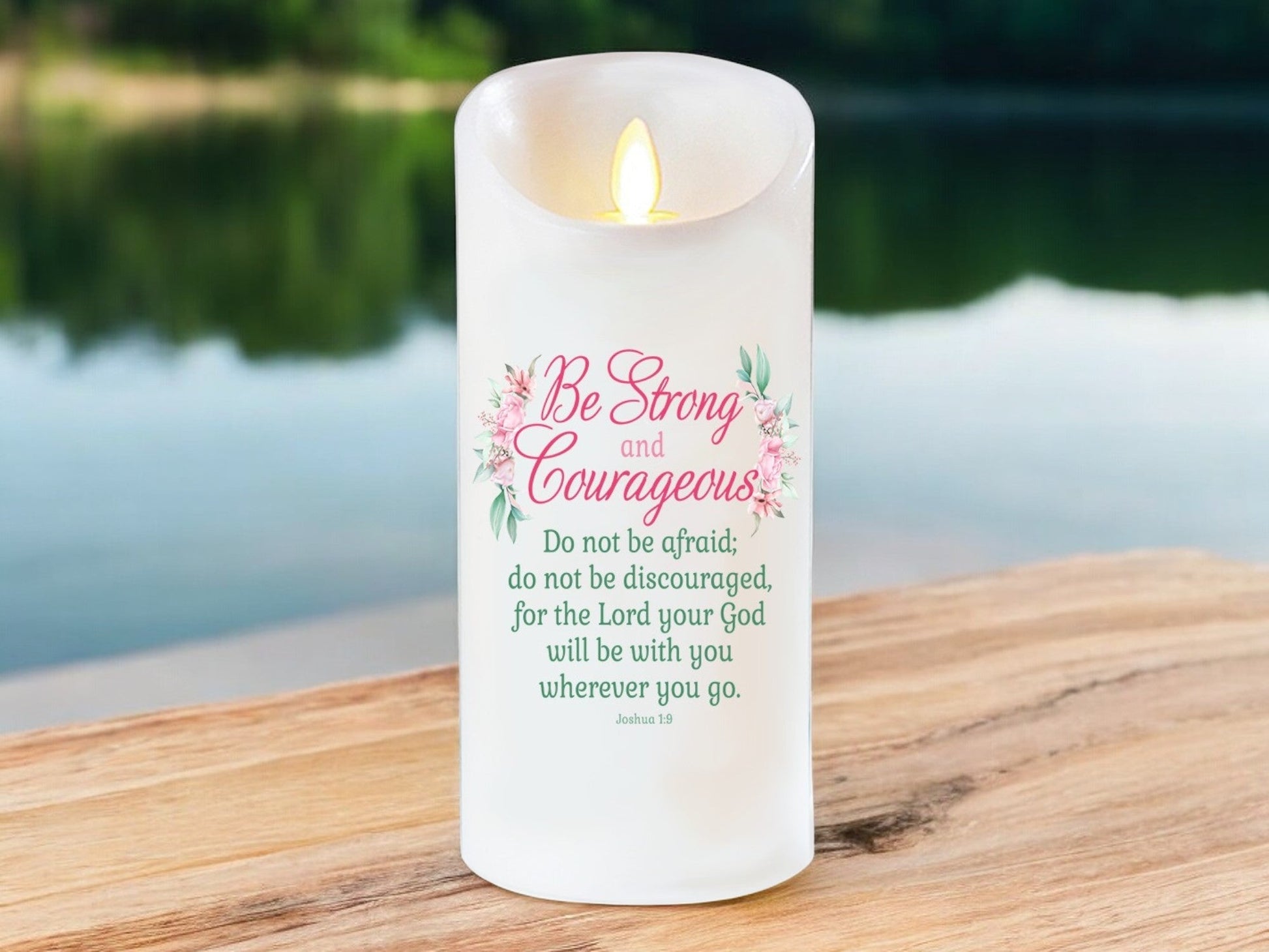 Be Strong Bible Verse Dancing Wick Candle - Celebrate Prints