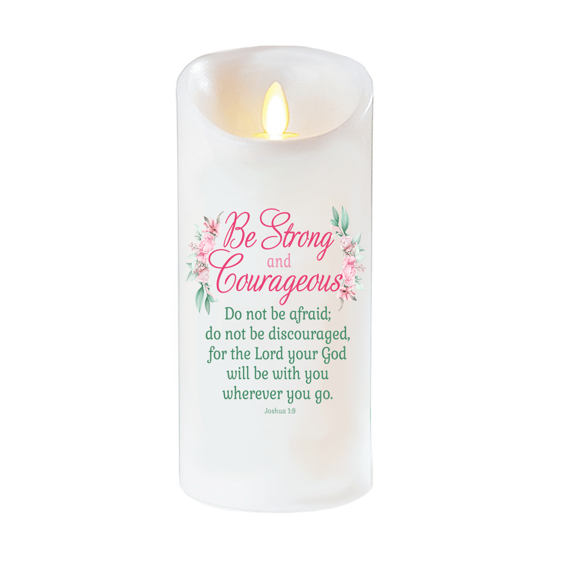 Be Strong Bible Verse Dancing Wick Candle - Celebrate Prints