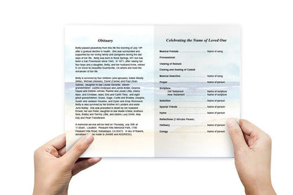 Beach Watercolor Funeral Program Template - The Funeral Program Site