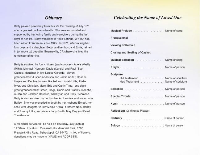 Beads Funeral Program Template - The Funeral Program Site