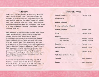 Bella Funeral Program Template - The Funeral Program Site