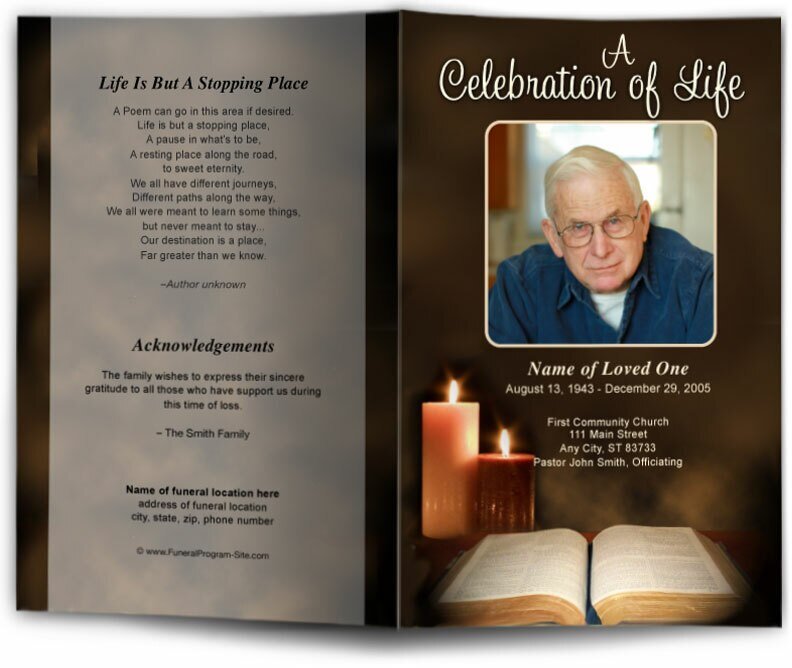 Bible Funeral Program Template - Celebrate Prints