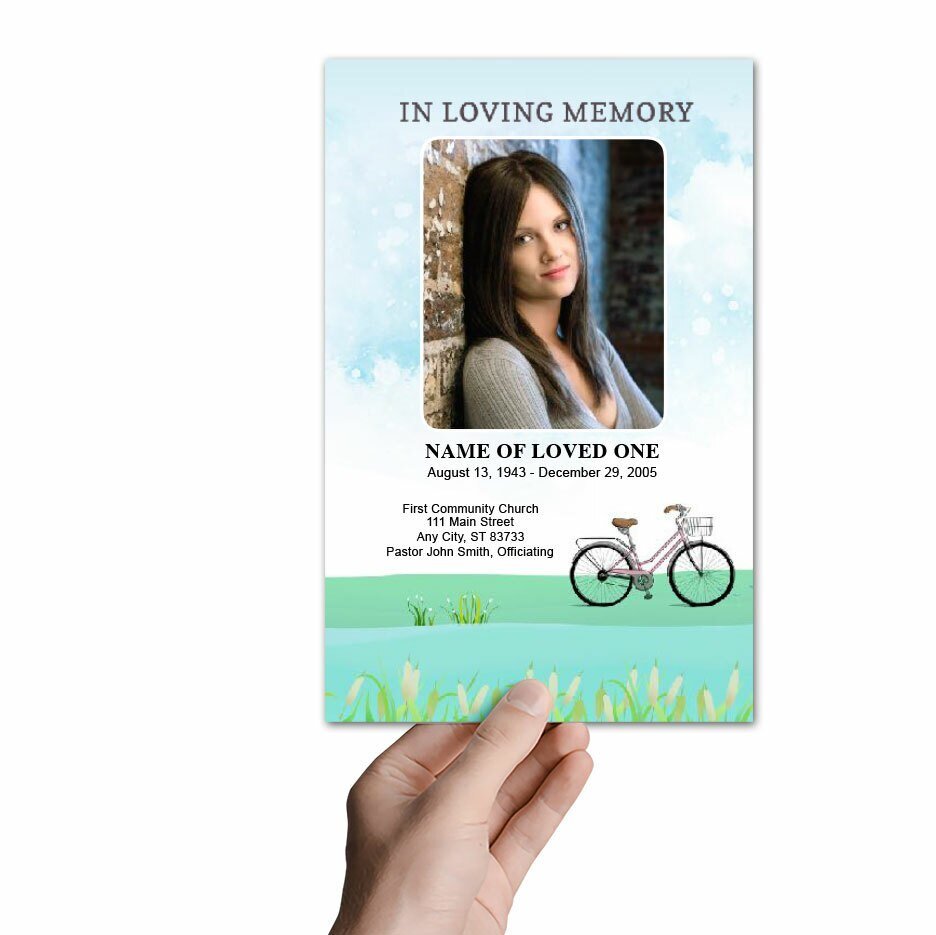 Bicycle Watercolor Funeral Program Template - The Funeral Program Site