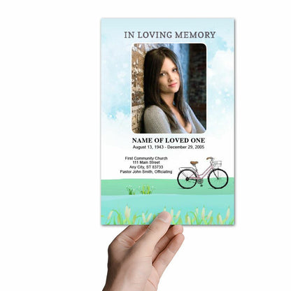 Bicycle Watercolor Funeral Program Template - The Funeral Program Site