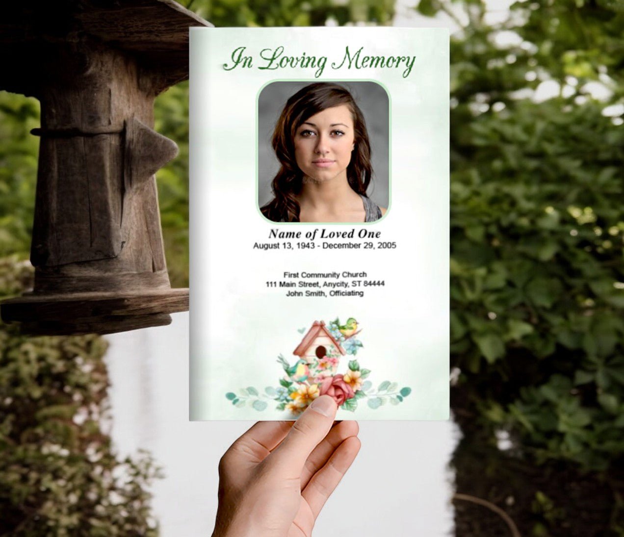 Birdhouse Funeral Program Template - The Funeral Program Site