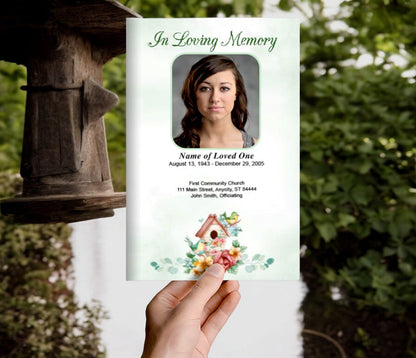Birdhouse Funeral Program Template - The Funeral Program Site