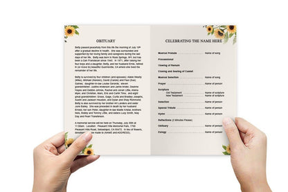 Black Eyed Susan Watercolor Funeral Program Template - The Funeral Program Site