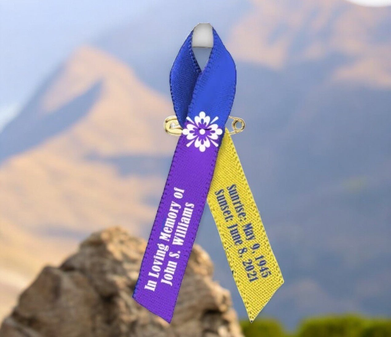 Bladder Cancer Ribbon Personalized (Blue, Yellow, Purple) - Pack of 10 - Celebrate Prints