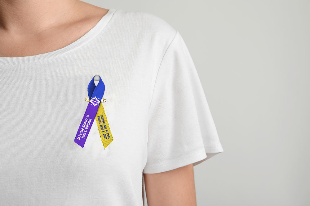 Bladder Cancer Ribbon (Blue, Yellow, Purple) - Pack of 10 - Celebrate ...